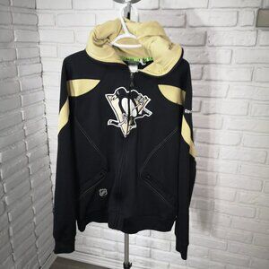 Reebok NHL Center Ice Men's Size Med. Full Zip Pittsburg Penguins Black Hoodie